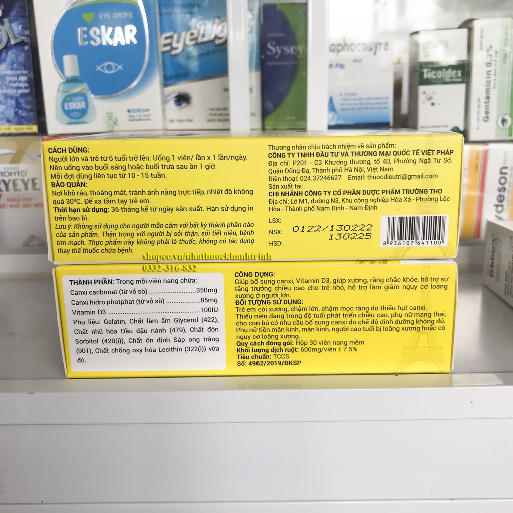 Calcium D3 bổ sung canxi cho bà bầu, hộp 30 viên