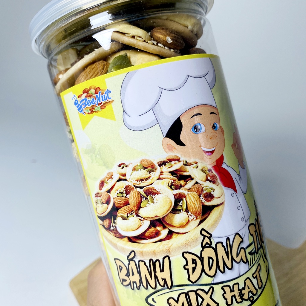 Bánh đồng tiền mix hạt 450g (Hạnh nhân, hạt điều, hạt bí, nho khô) - Đồ ăn vặt ngon, giòn, bổ dưỡng - BeeNut