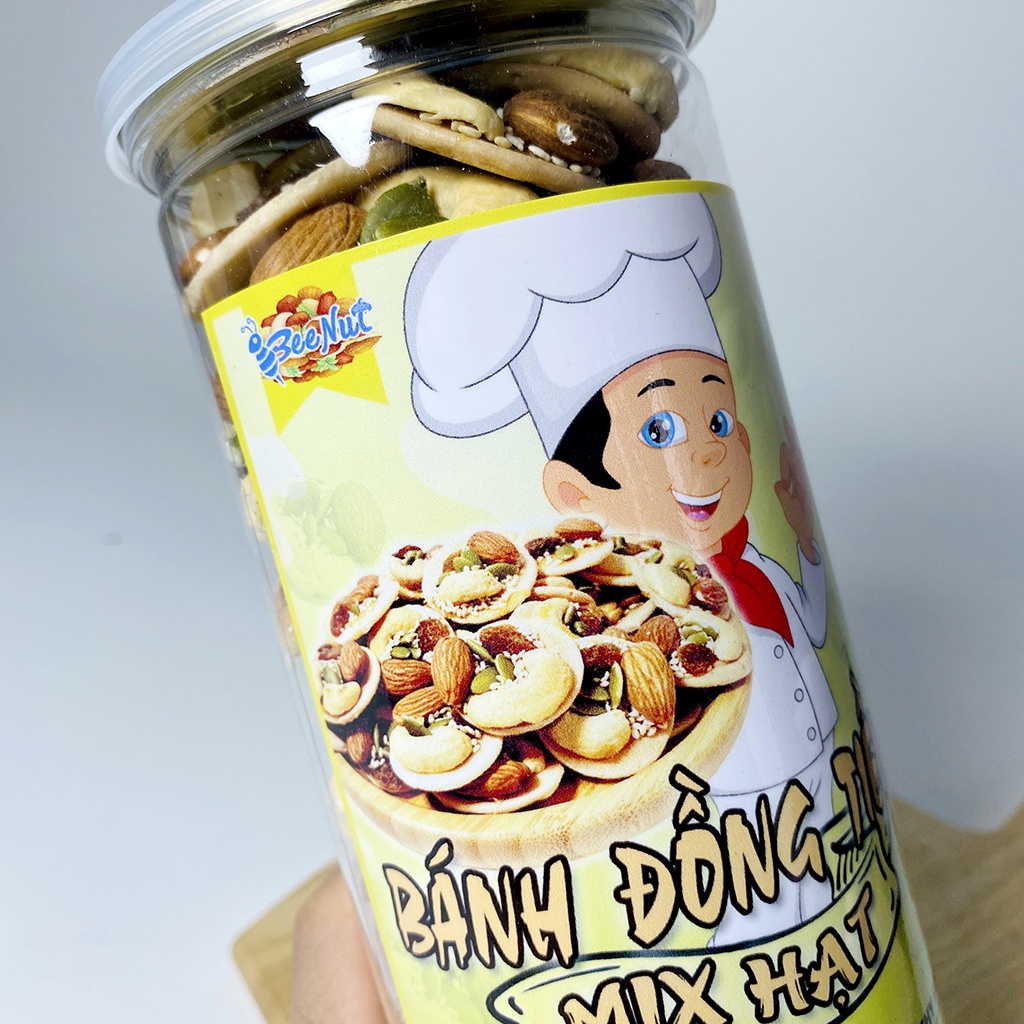 Bánh đồng tiền mix hạt 450g (Hạnh nhân, hạt điều, hạt bí, nho khô) - Đồ ăn vặt ngon, giòn, bổ dưỡng - BeeNut