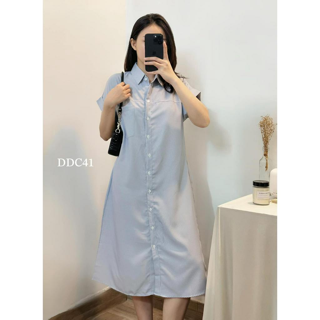 Đầm somi suông sọc tay gấp line phong cách bassic CHIBEST DDC41