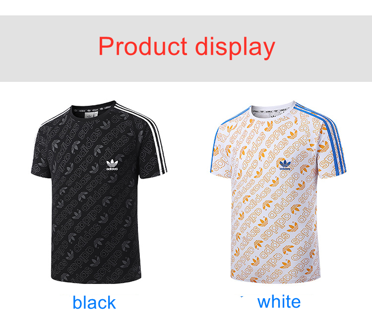 Adidas Fashion Full Print LOGO T-Shirt Couple Short Sleeve