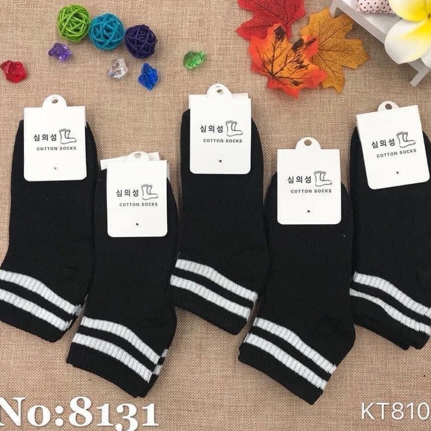 Set 10 đôi tất kẻ cổ chân nữ thể thao Hàn quốc cổ ngắn xì tin-giadungsieure