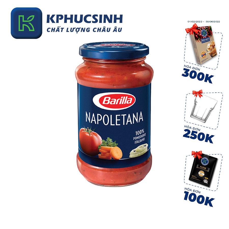 Sốt cà Barilla New Napoletana 400g KPHUCSINH - Hàng Chính Hãng