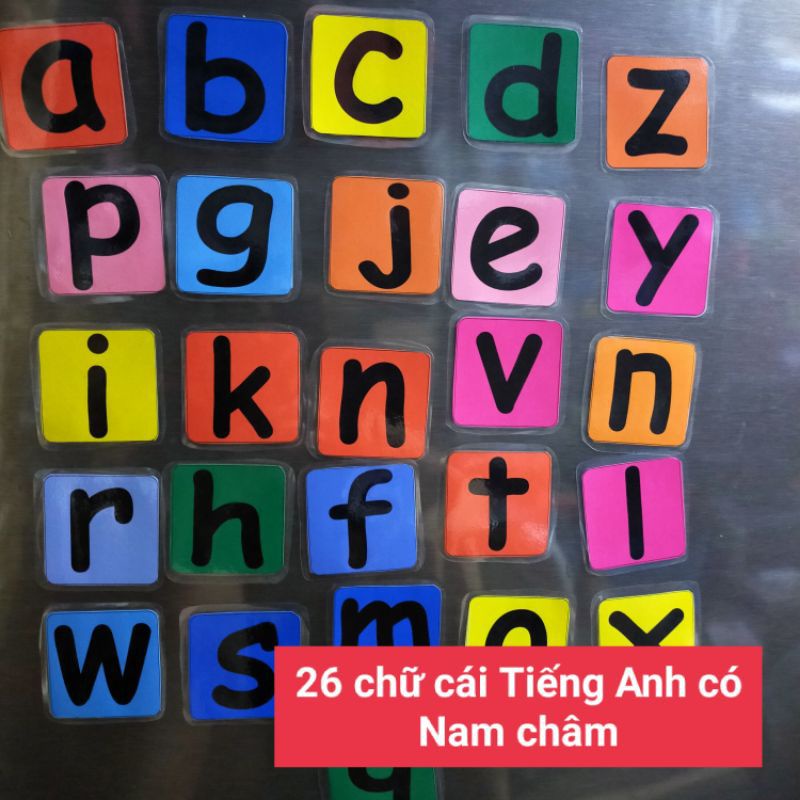Bộ 26 Chữ Cái Tiếng Anh Nam Châm Ép Plastic (Cao 6cm)