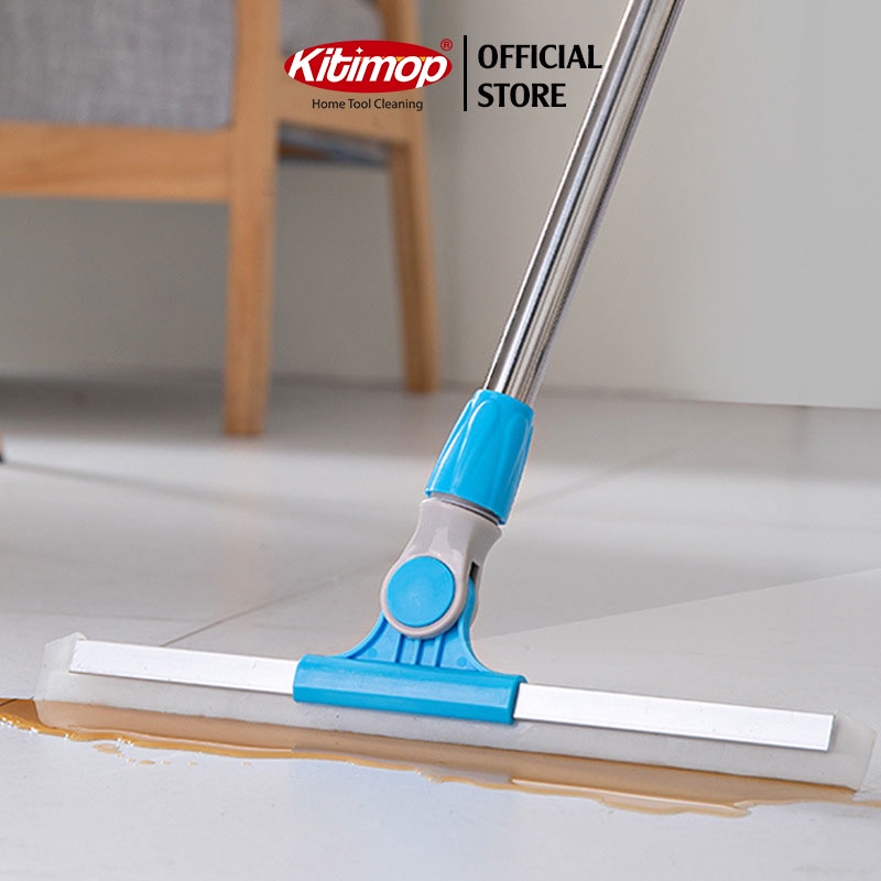 Cây gạt sàn gạt kính Kimop-G35 có lưỡi silicone mềm dẻo gạt nước siêu sach, cán inox tùy chỉnh độ dài từ 85-135cm