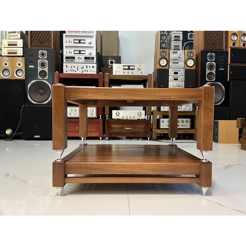 kệ audio - kệ âm thanh 2 tầng gỗ lát mặt nguyên tấm gỗ thịt