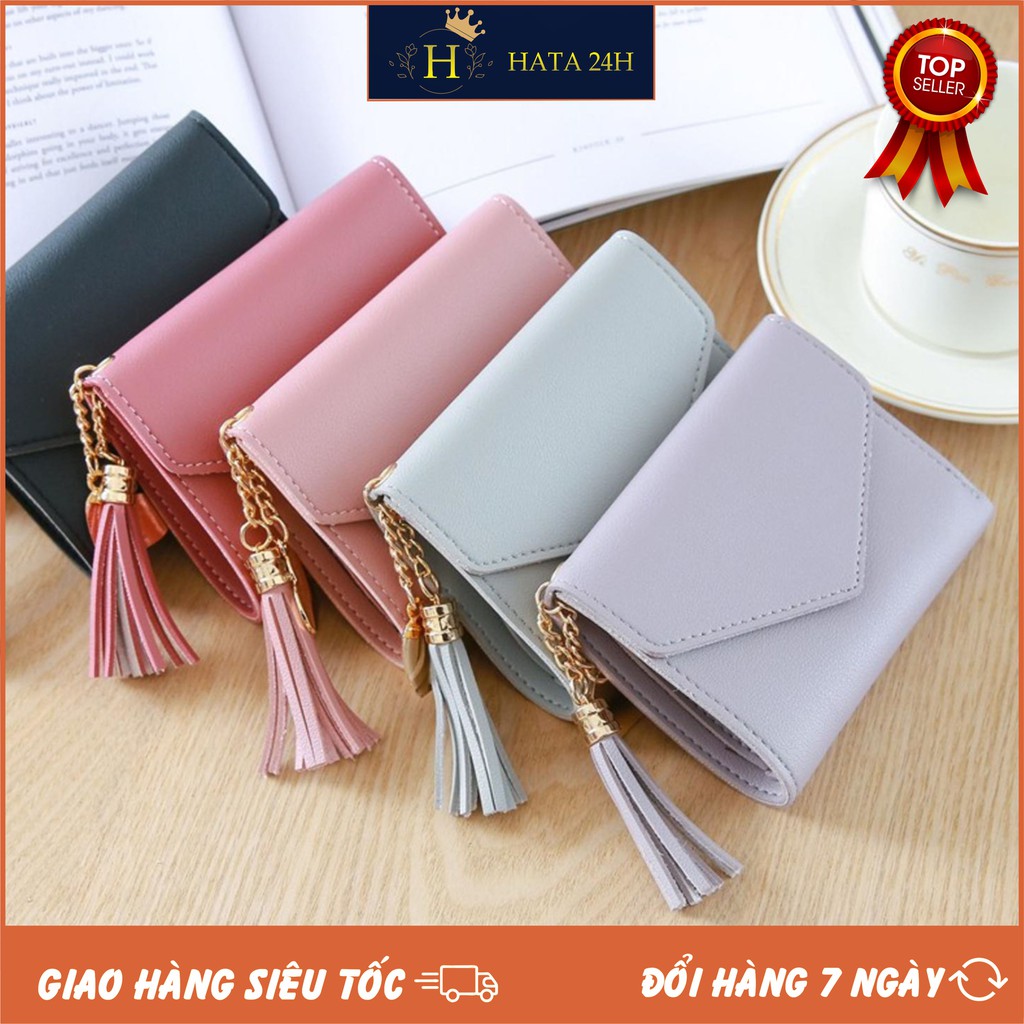 [ THỜI TRANG ] BÓP VÍ NỮ CẦM TAY YOUNG GIRL KHÓA BẤM KẾT HỢP TUA PHỤ KIỆN XINH XẮN | BigBuy360 - bigbuy360.vn