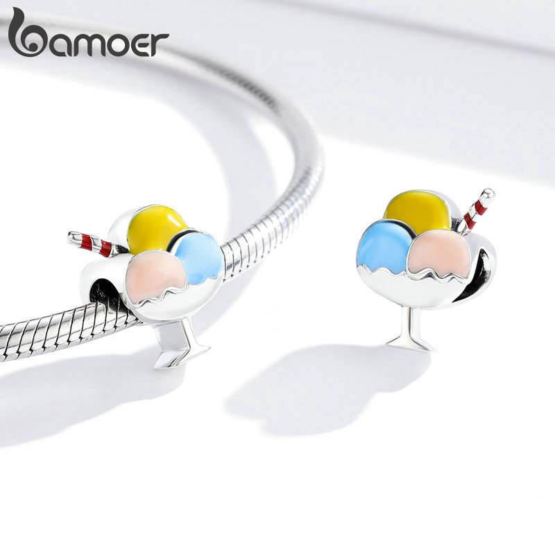 Hạt phụ kiện Bamoer SCC1532 bằng bạc 925 hình que kem dùng để làm trang sức DIY dễ thương