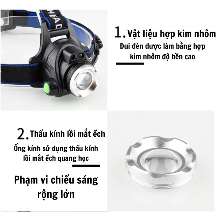 Đèn Led Đeo Trán Công Suất  20W-Siêu Sáng-Zoom Ánh Sáng-Chống Nước-Chống Thấm-Tiện Dụng Đi Đêm-Bảo Hành 12 Tháng