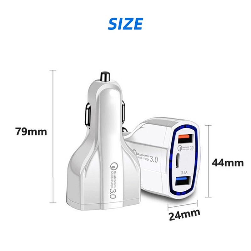 Tẩu sạc nhanh HdoorLink QC3.0 3.5A USB C trên xe hơi cho Xiaomi Huawei Samsung