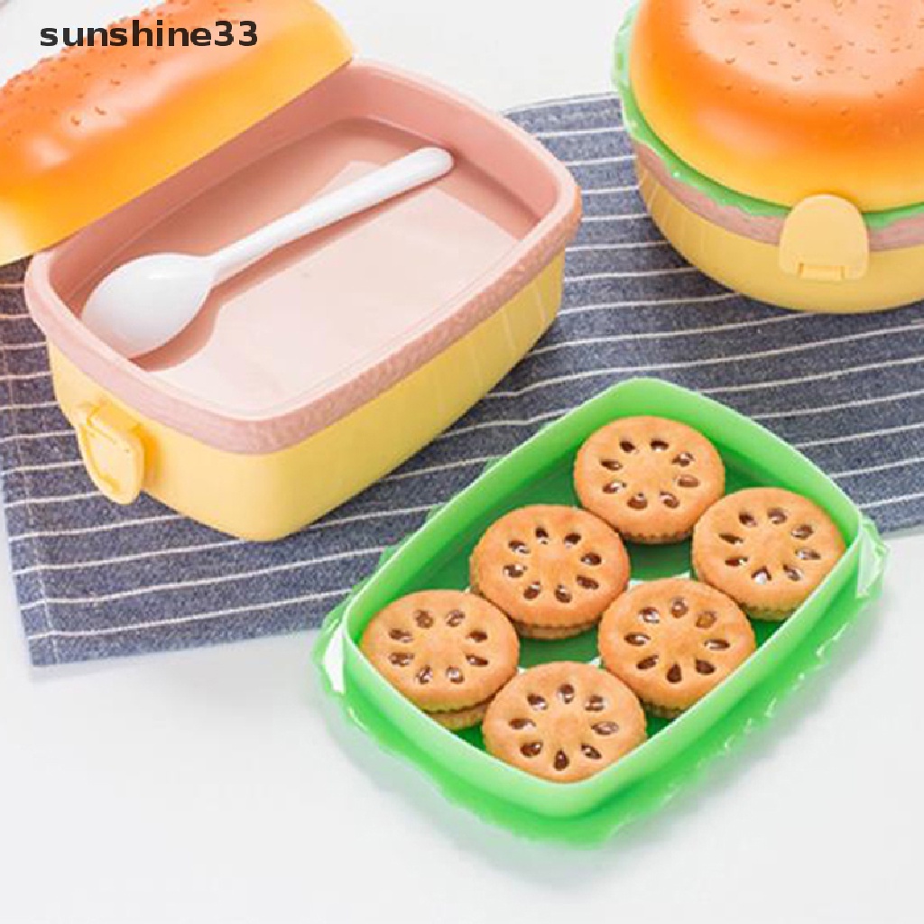 Hộp cơm Hai Tầng Hình Hamburger Sáng Tạo Cho Bé