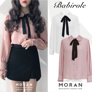 Áo sơ mi cổ buộc nơ moran