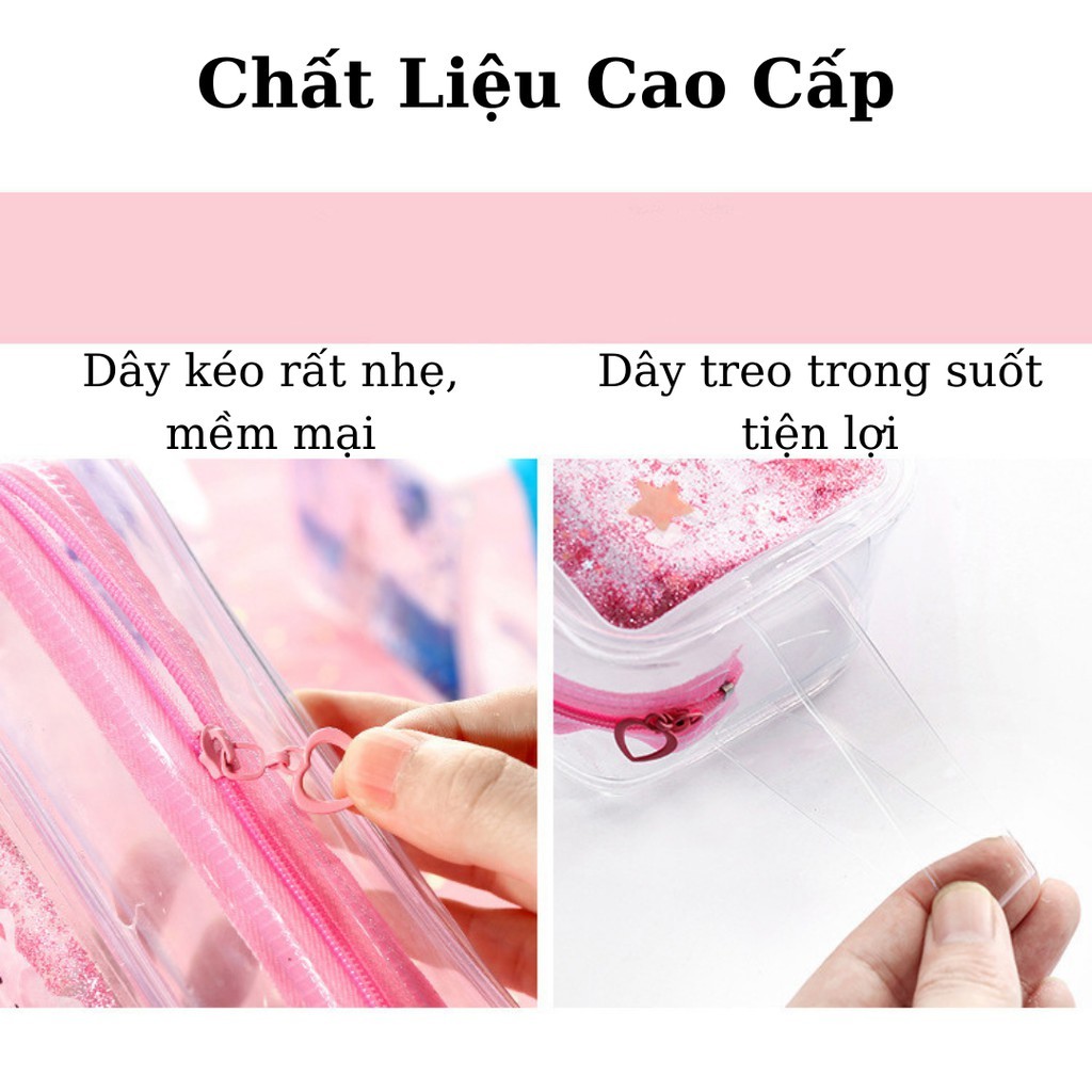 Hộp Bút Trong Suốt Có Nước Kim Tuyến Lấp Lánh