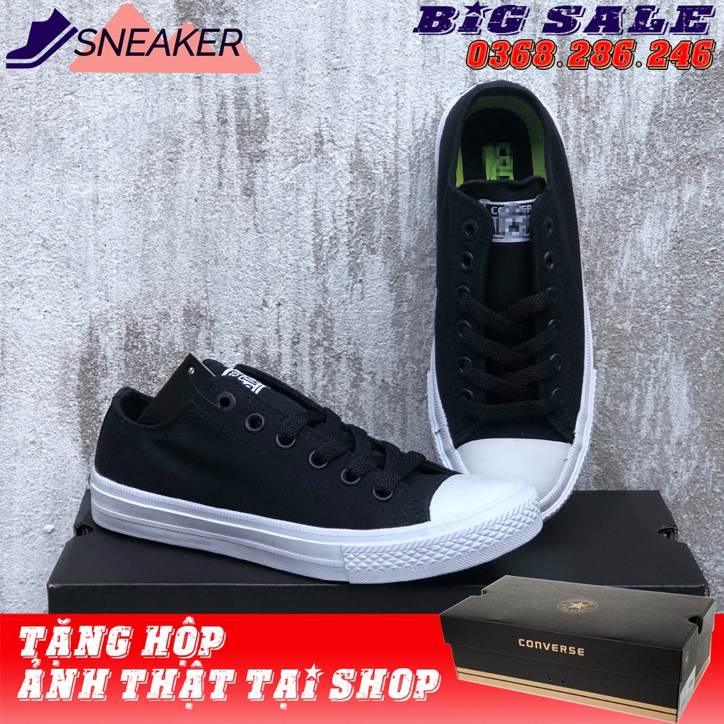 (⚡⚡BIG SALE⚡⚡)  Giày Chuck 2 Đen Trắng Cổ Thấp  Đủ Size