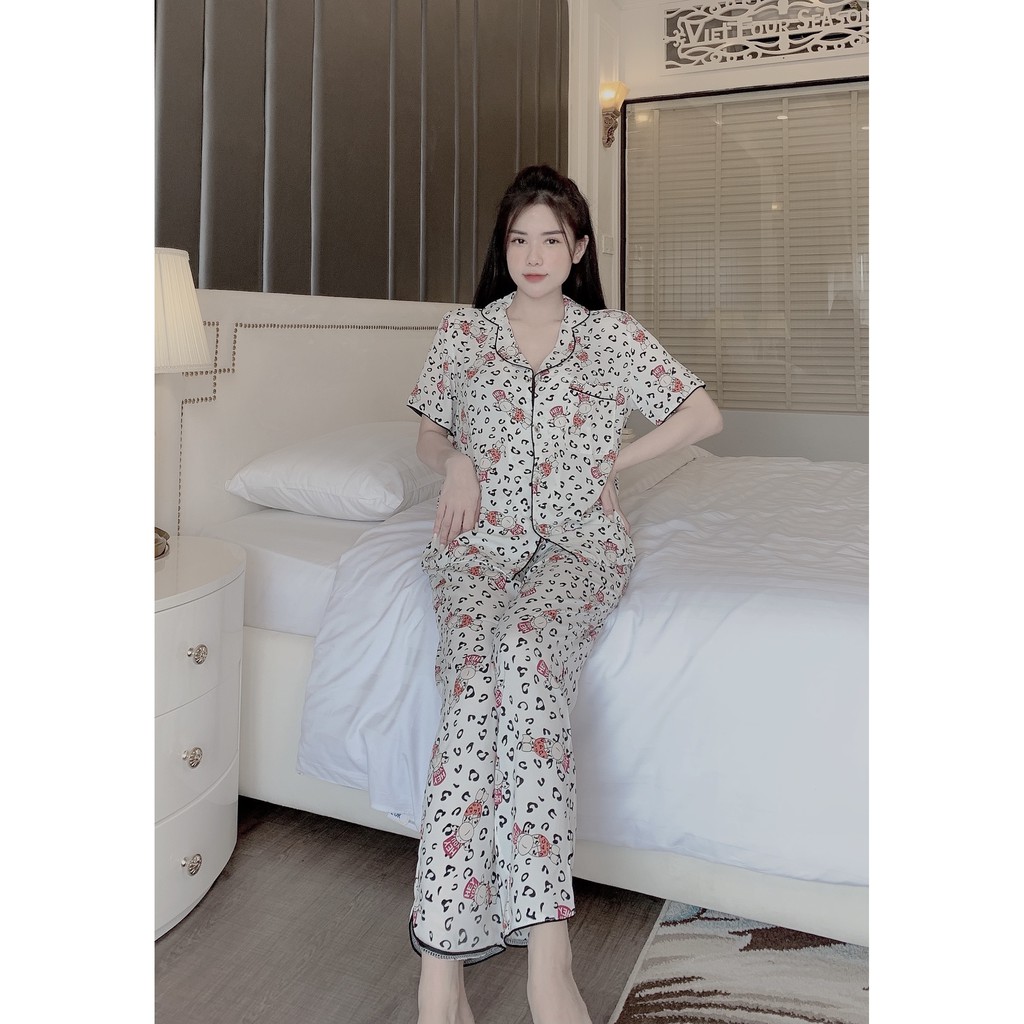 Pijama Lụa SATIN Mẫu hot 2021 Tay ngắn quần dài Form dưới 60 kí