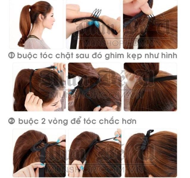 Tóc giả nữ đẹp  FREESHIP  tóc giả cột xoăn đuôi 053L