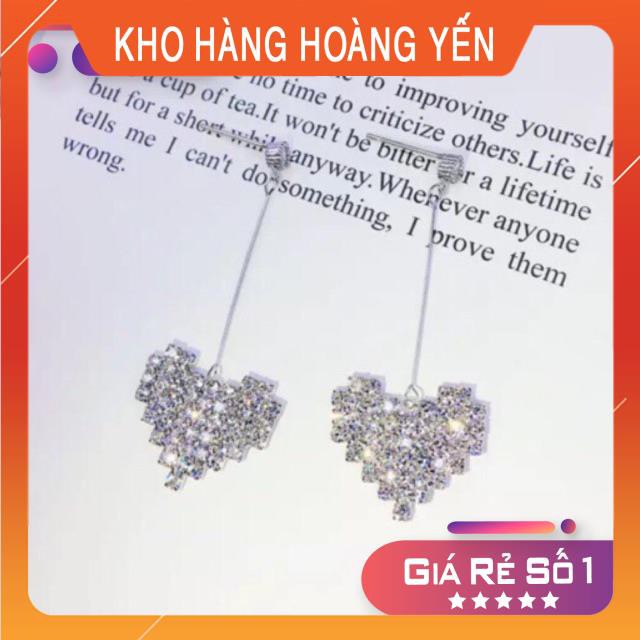 Đôi khuyên tai tim đá lấp lánh