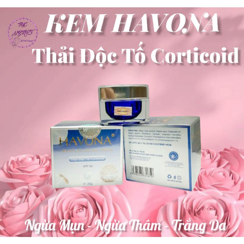 KEM NGỪA MỤN NGỪA THÂM TRẮNG DA HAVONA THẢI ĐỘC TỐ CORTICOID