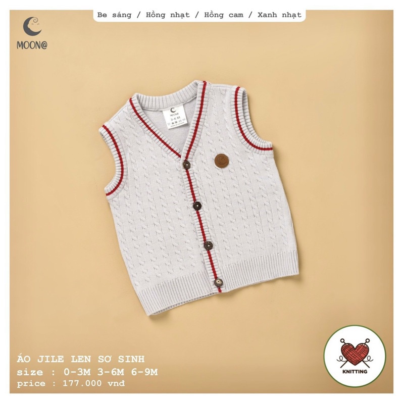 Moon - Áo gile len lông cừu siêu mềm mại  cho bé 0-9 tháng trai gái