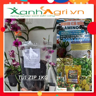 Phân bón Đạm cá hồi Amino bổ sung humic túi Zip 1kg