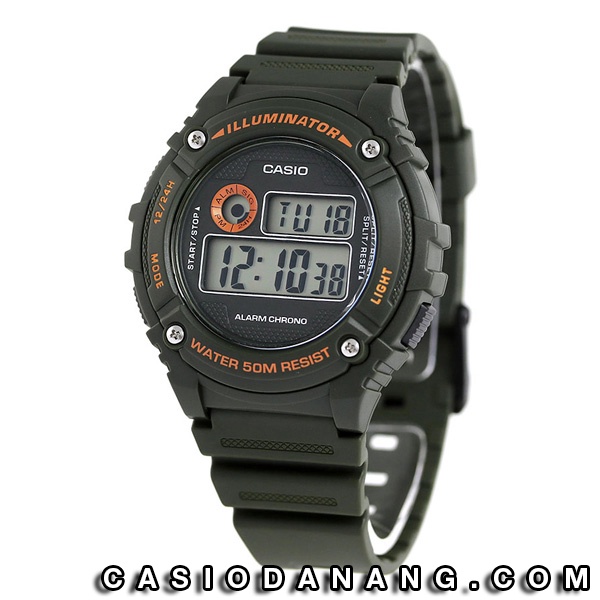 Đồng hồ nam dây nhựa Casio chính hãng Anh Khuê W-216H-3BVDF (43mm)