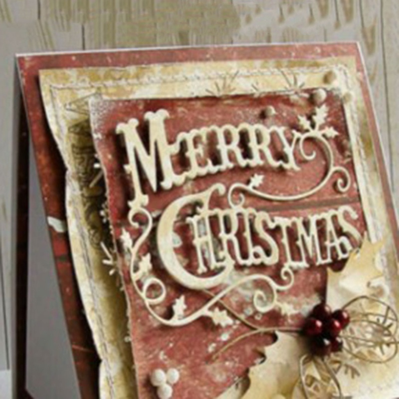 Khuôn Cắt Giấy Làm Từ Kim Loại Hình Chữ Merry Christmas Trang Trí Scrapbook