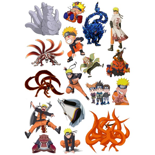 Bộ 130 STICKER hình dán trang trí NARUTO, dám xe, dán laptop, nhà cửa