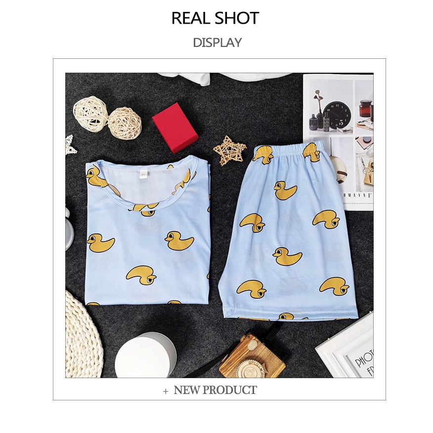 xiaohan korea summer short sleeve sleepwear sleeping wear female print loose Large size round neck nightwear sets women pajama suit | BigBuy360 - bigbuy360.vn
