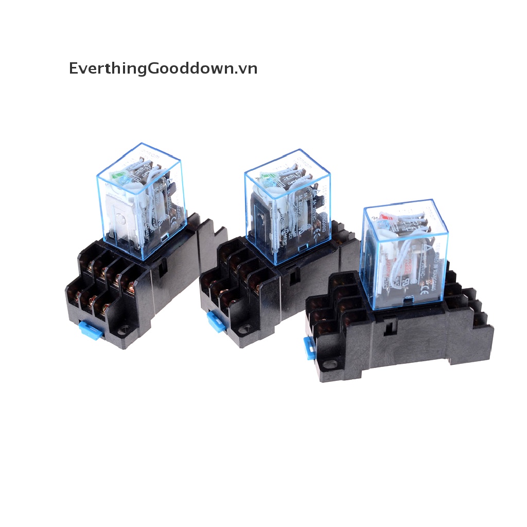 Rơ Le Điện Áp MY4NJ 12v / 24v / 220v 14 Pin 4PDT Kèm Ổ Cắm