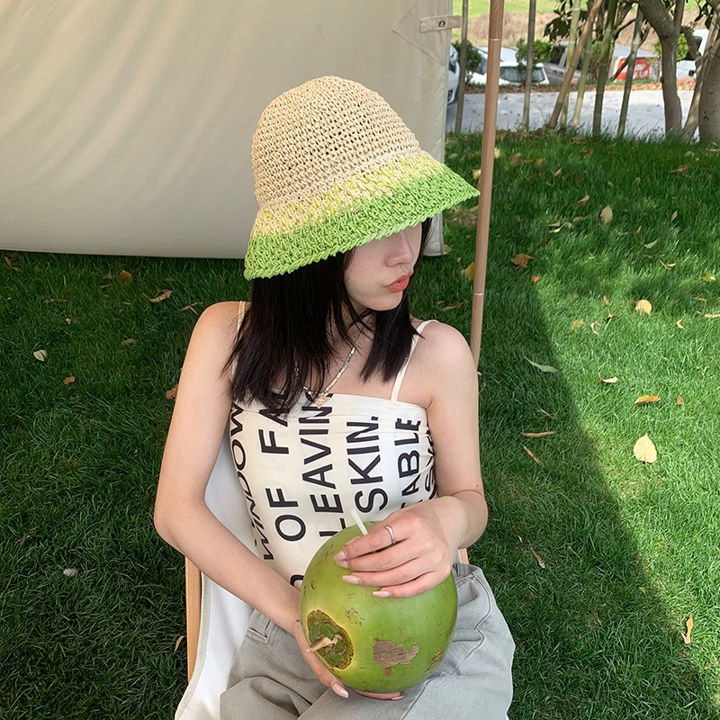 Mũ Cói Rộng Vành Chống Nắng Phối Màu Sắc Phù Hợp Thời Trang Đi Biển Mùa Hè