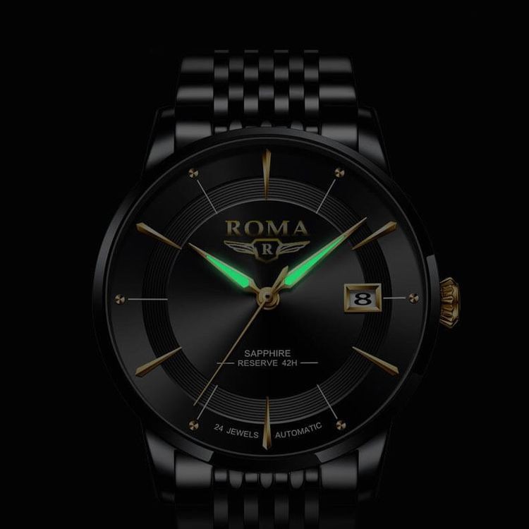 Đồng hồ nam ROMA kim cương đen sang trọng, máy Nhật dây thép siêu bền giá tốt [Ảnh Thật] | BigBuy360 - bigbuy360.vn