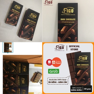 Thanh 100gr Socola đen nguyên chất 100%, không đường đắng đậm cho người ăn kiêng,giảm cân thương hiệuFiGo