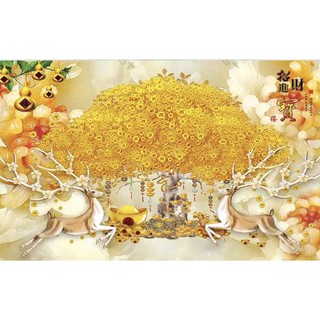 Tranh dán tường 3D Cây kim tiền tài lộc kt  80CM*120CM