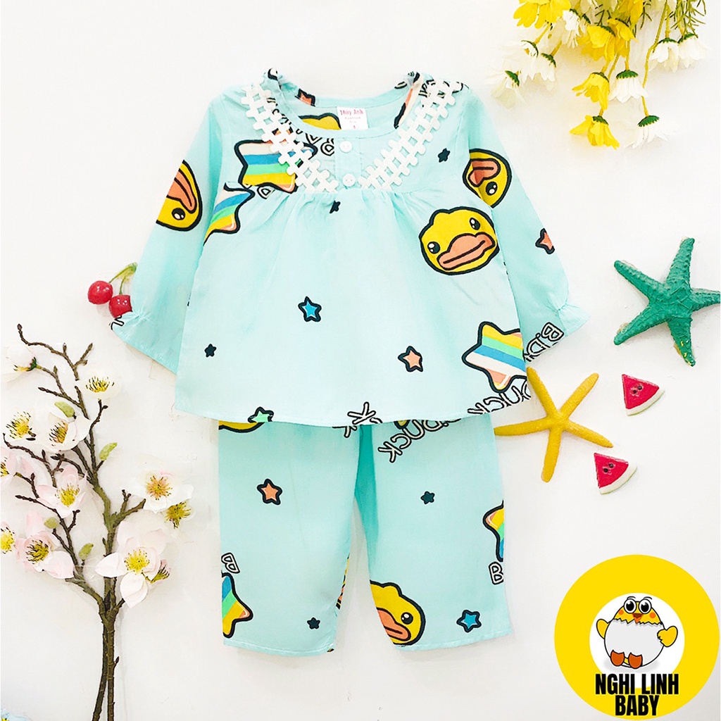 Đồ bộ dài tay bé gái, đồ tole bé gái size 7&8 mềm, mịn, thoáng  từ 14-15kg - Nghi Linh Baby