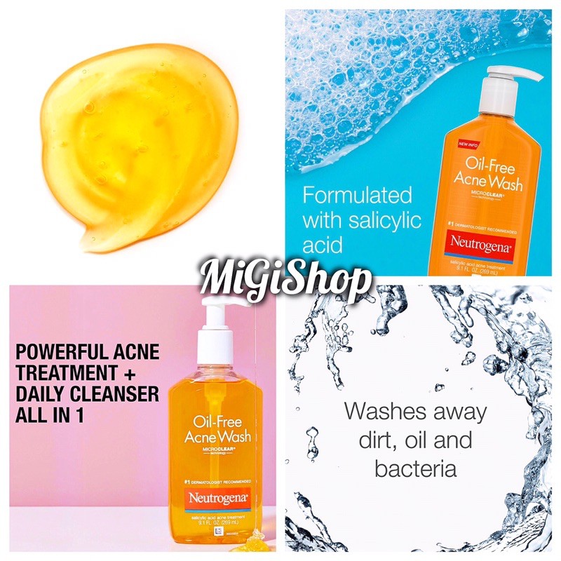 Sữa Rửa Mặt Neutrogena Oil Free Acne Wash 269ml