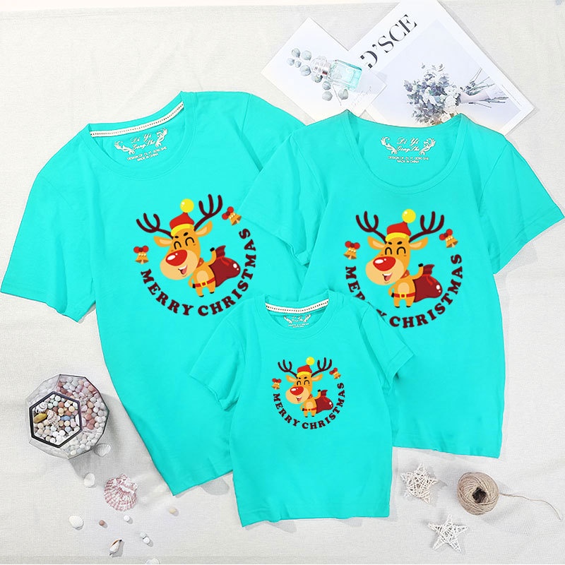 Áo Thun Tay Ngắn In Hình Giáng Sinh 2022 95 Cotton Cho Cặp Đôi