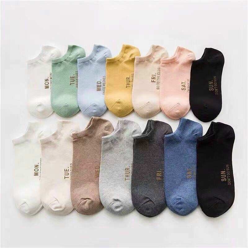 [Túi 7 đôi] Tất nữ cổ ngắn kháng khuẩn hàn quốc cao cấp Vớ chân cute khử mùi 7 ngày thời trang