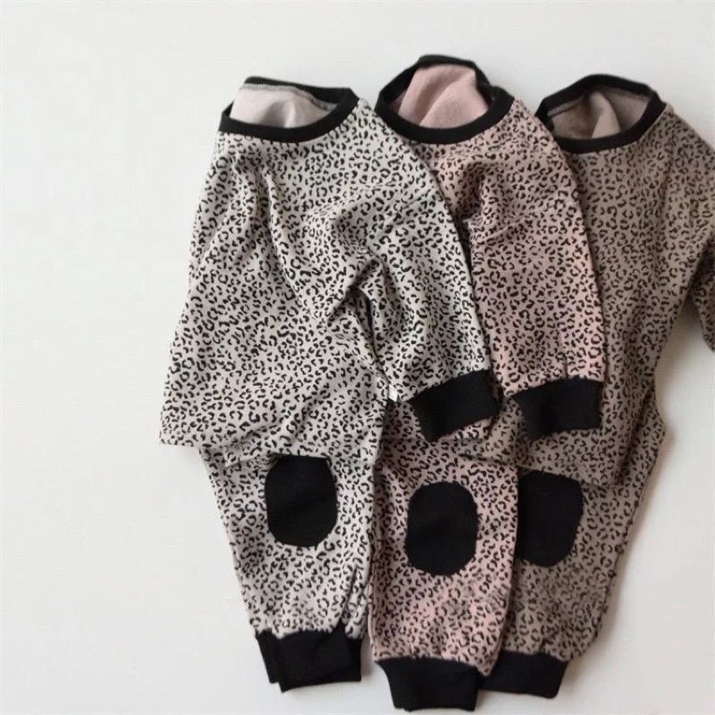 Set da báo, set bộ thu đông màu beo cho bé phong cách Hàn Quốc