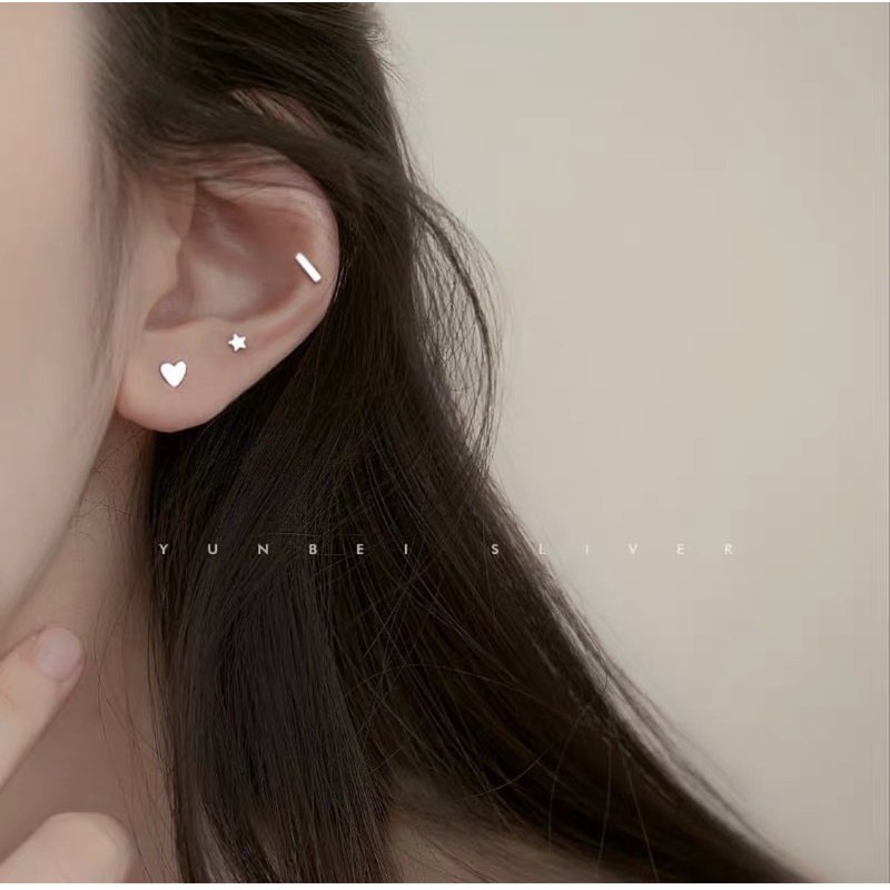 1 CHIẾC bông tai hình học siêu mini bạc 30%