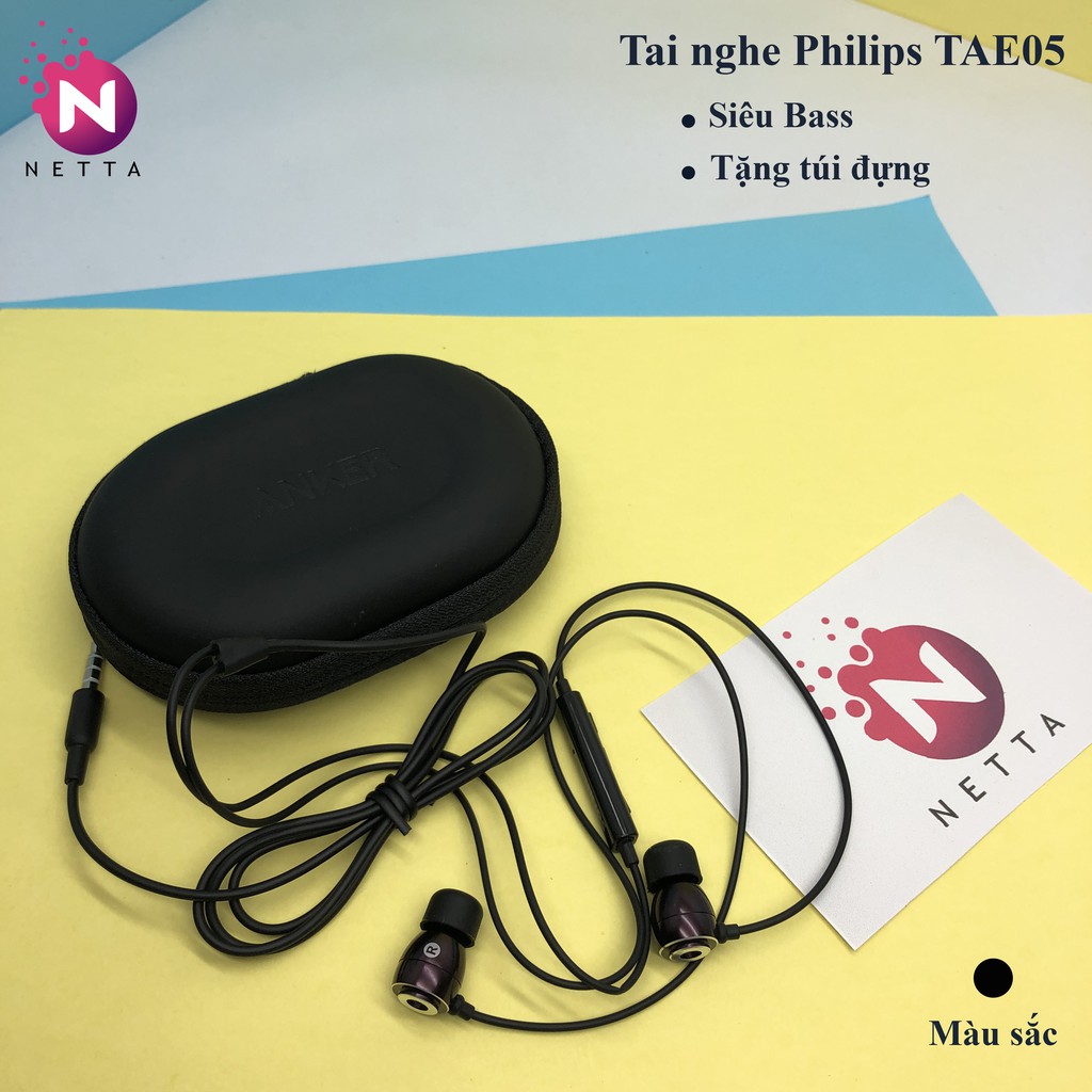 Tai nghe Philips siêu bass TAE05 chính hãng + Tặng kèm túi đựng tai nghe cao cấp