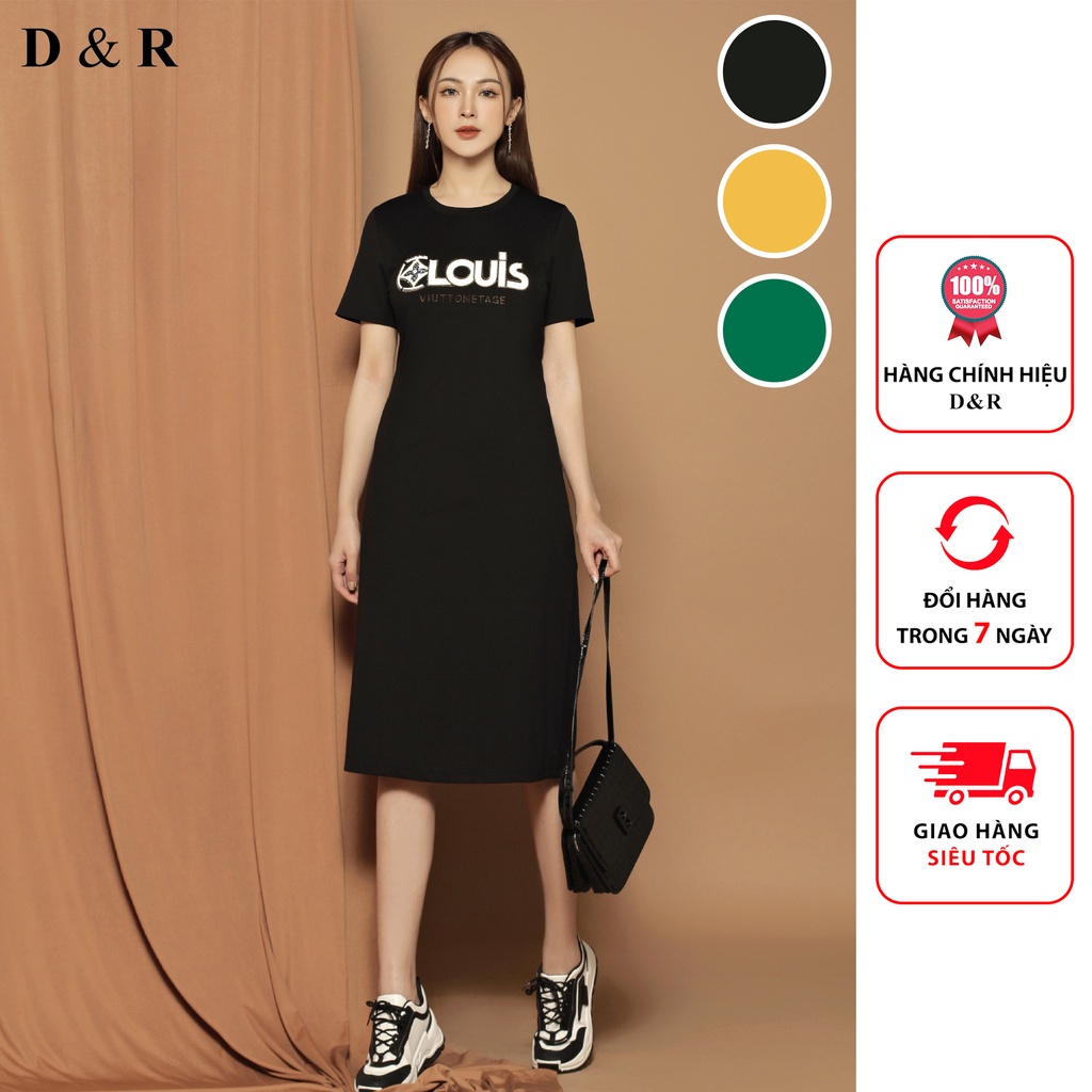 Đầm thun suông bigsize dáng dài Quảng Châu cao cấp váy đi chơi dạo phố đi cafe thương hiệu thời trang D&R D165
