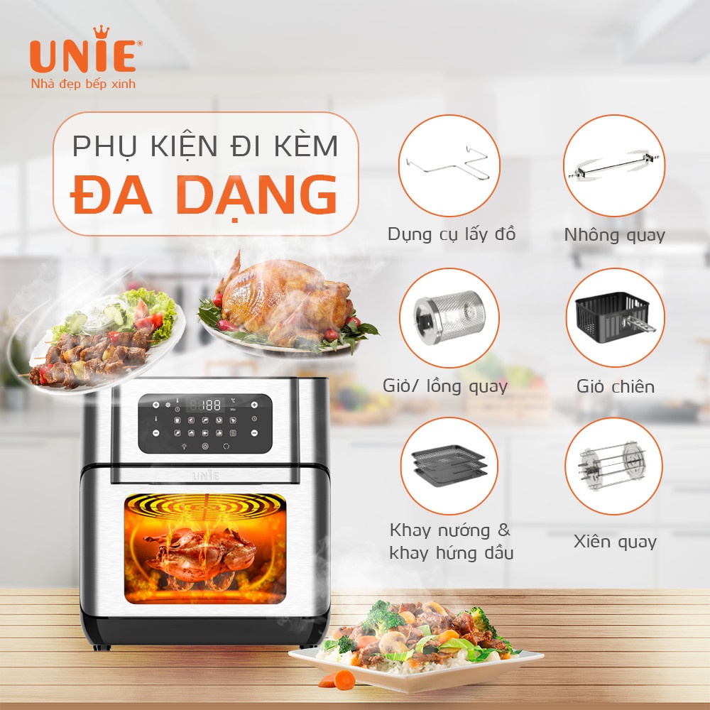 [Mã ELHADEV giảm 4% đơn 300K] Nồi chiên không dầu Unie UE-1000 dung tích 12L