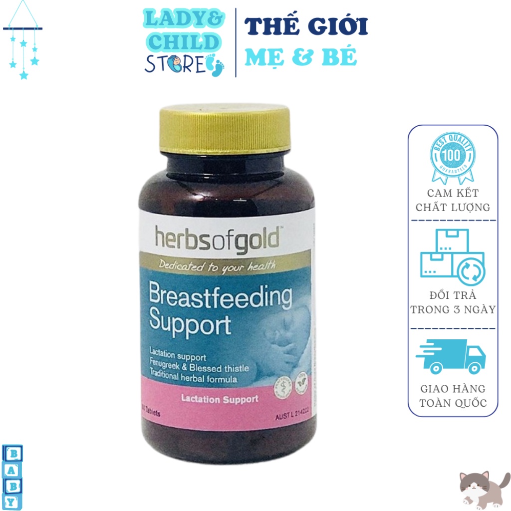 Viên uống lợi sữa ⚡ GIÁ TỐT NHẤT ⚡ Viên lợi sữa Herb of Gold Breastfeeding Support 60 viên - Úc