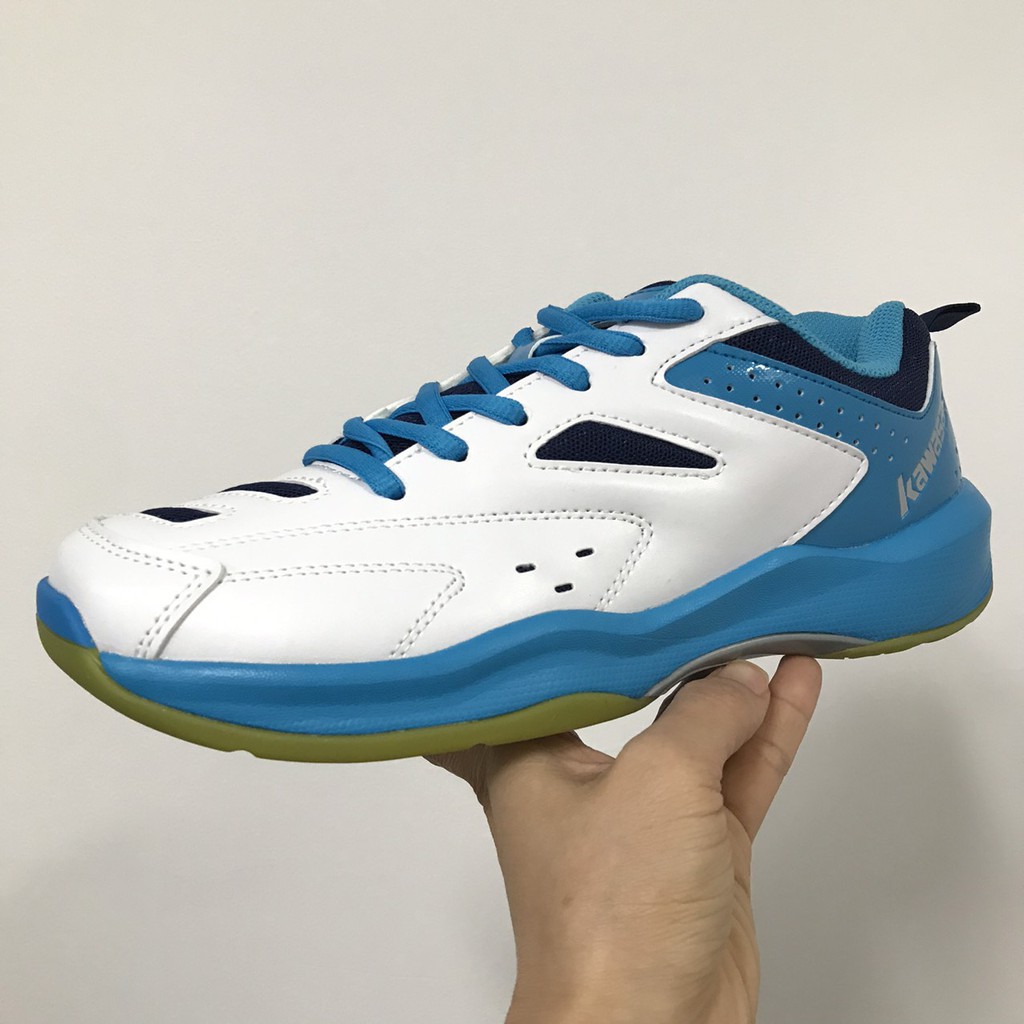Giày Bóng Chuyền, Giày Cầu Lông Tặng Tất Yonex Kawasaki K085 chính hãng màu trắng xanh