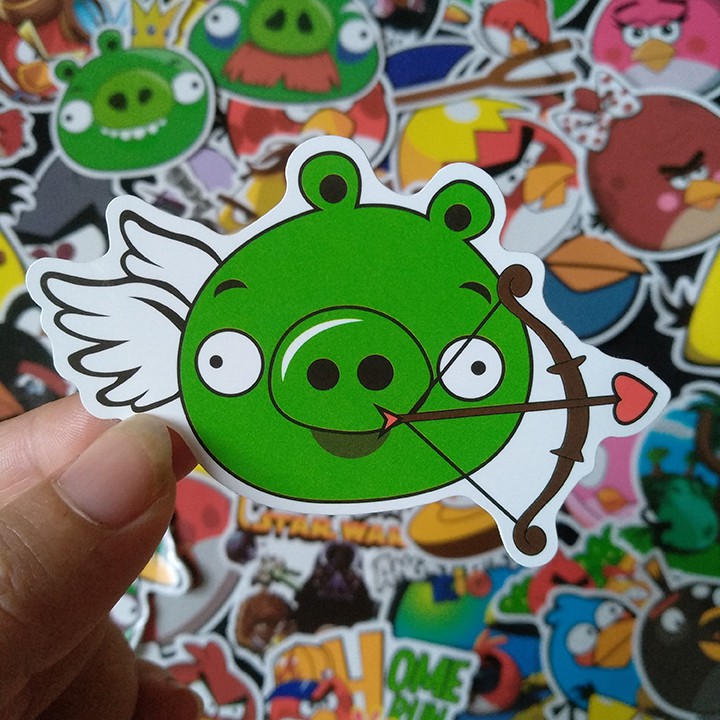 Bộ Sticker dán cao cấp chủ đề ANGRY BIRDS - Dùng dán Xe, dán mũ bảo hiểm, dán Laptop...