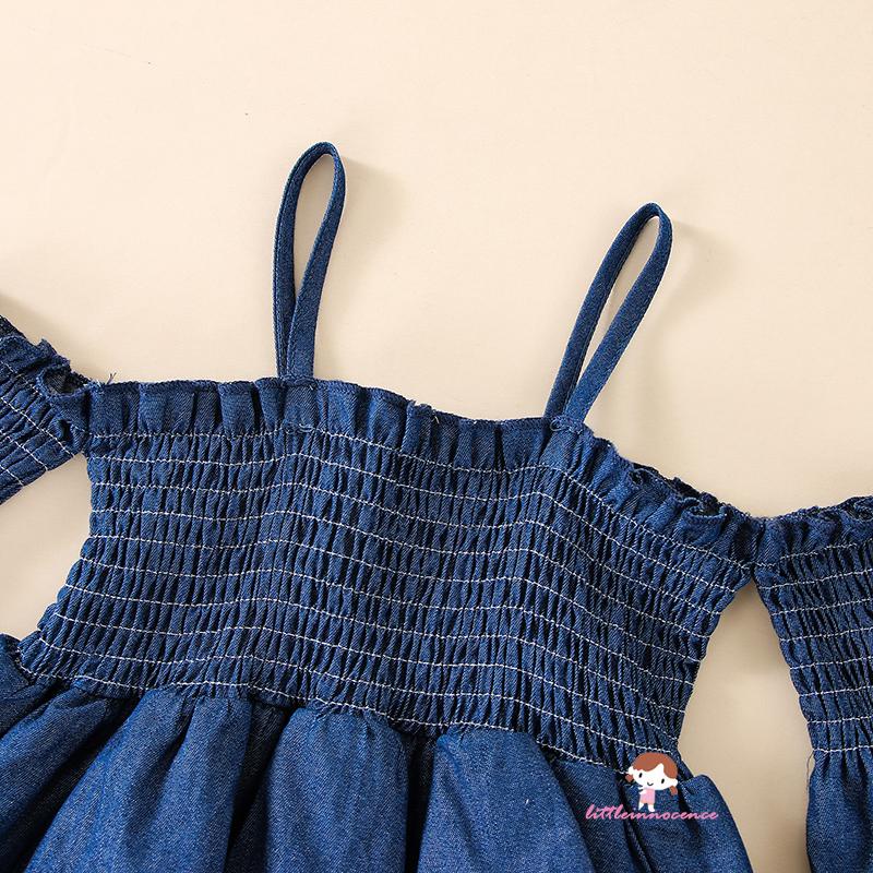 Bộ Áo Liền Quần Trễ Vai Tay Dài Thời Trang Mùa Hè Cho Bé Gái