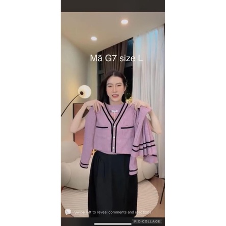 🌺 Set chân váy ly/ áo dài tay thun len Loan Lâm🌺