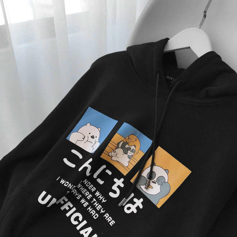 Áo hoodie chống nắng chất thun nỉ ngoại, hình in chữ nhật 3 ô hoạt hình, nón 2 lớp - ÁO KHOÁC 9X