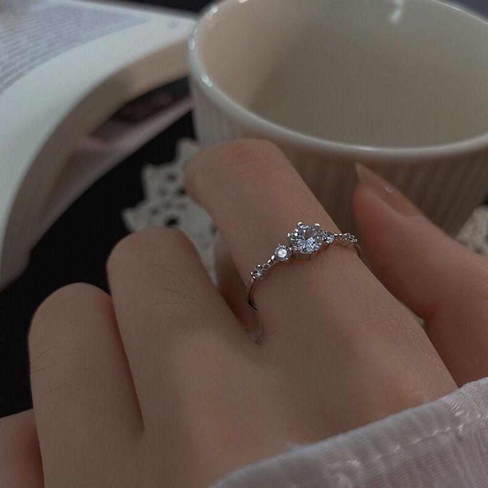 Nhẫn Đính Yanqueens Hôn Zircon Pha Lê Trắng Thiết Kế Mở Có Thể Điều Chỉnh Phiên Bản Hàn Quốc Thời Trang Mới Bán Chạy Cho Nữ