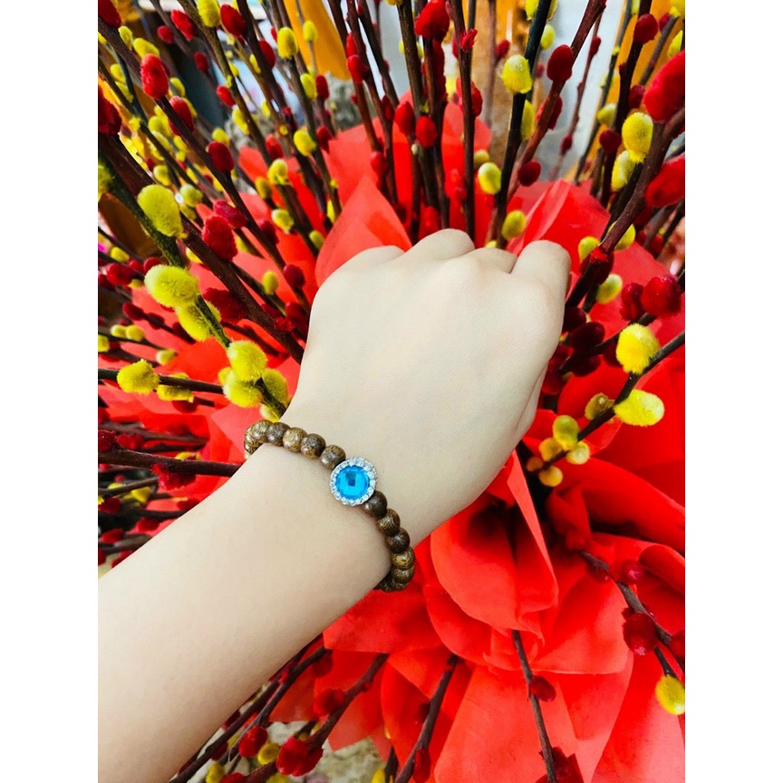 Vòng tay trầm hương đính đá phong thủy  giá xưởng